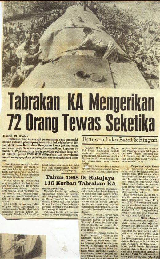 Tragedy Kecelakaan Kereta Api Terbesar Sepanjang Sejarah Indonesia . Bintaro 1987