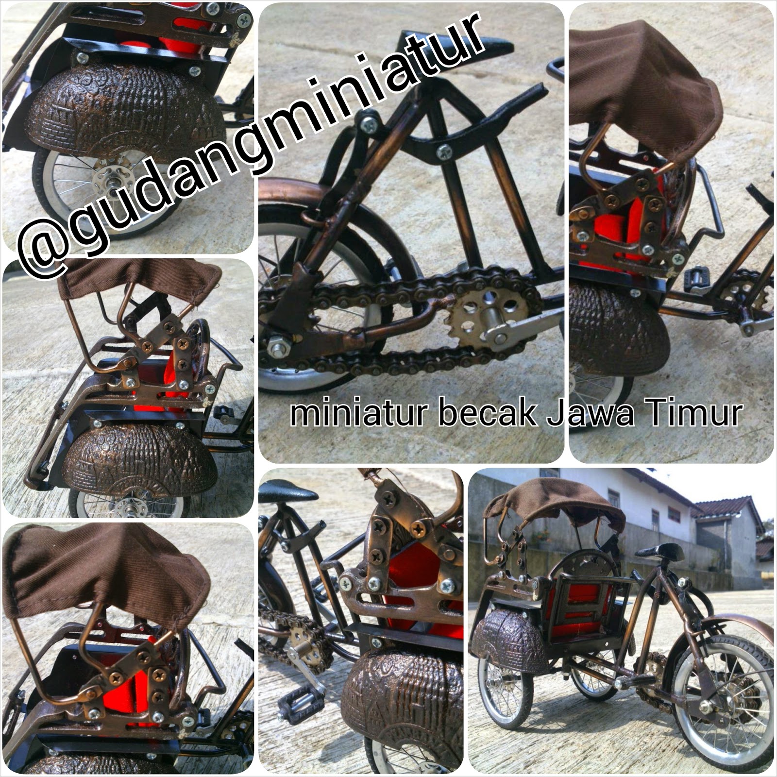 Miniatur Sepeda Onthel, Becak, Motor CB dll (Kualitas Eksport)