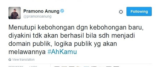 Seskab nyindir? &quot;Menutupi Kebohongan dgn Kebohongan Baru, Diyakini Tdk akan Berhasil&quot;