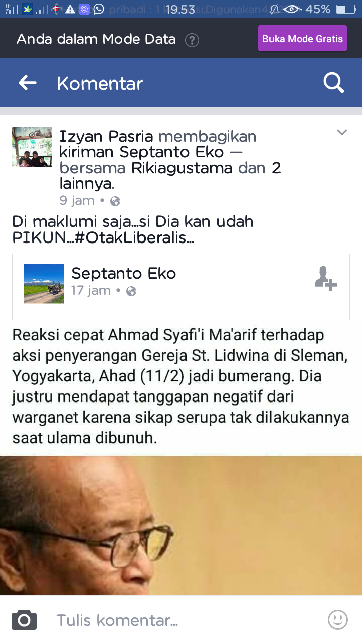 Ini Dia Orang Yang Sebut Buya Syafii Dengan Kata Kata Tak Pantas