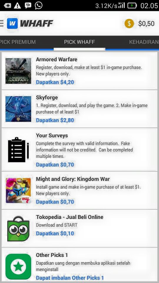 Gratis Gems Dan Diamond Di Royale Clash, COC, Get Rich Dengan Aplikasi Whaff Reward