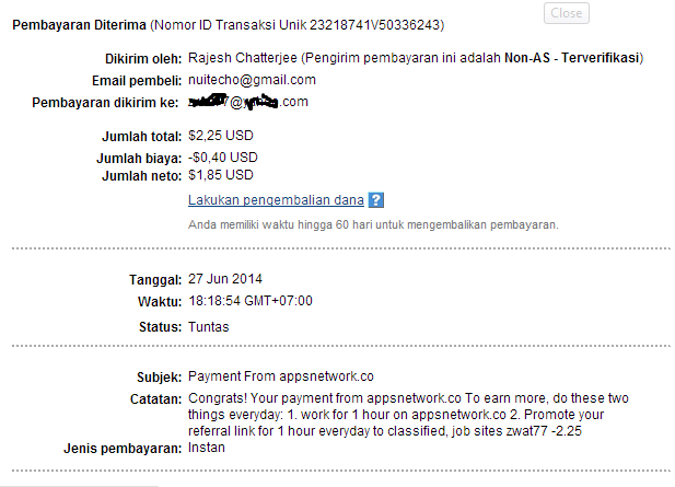 1 dollar per hari, hari ke 3 sudah bisa request payout