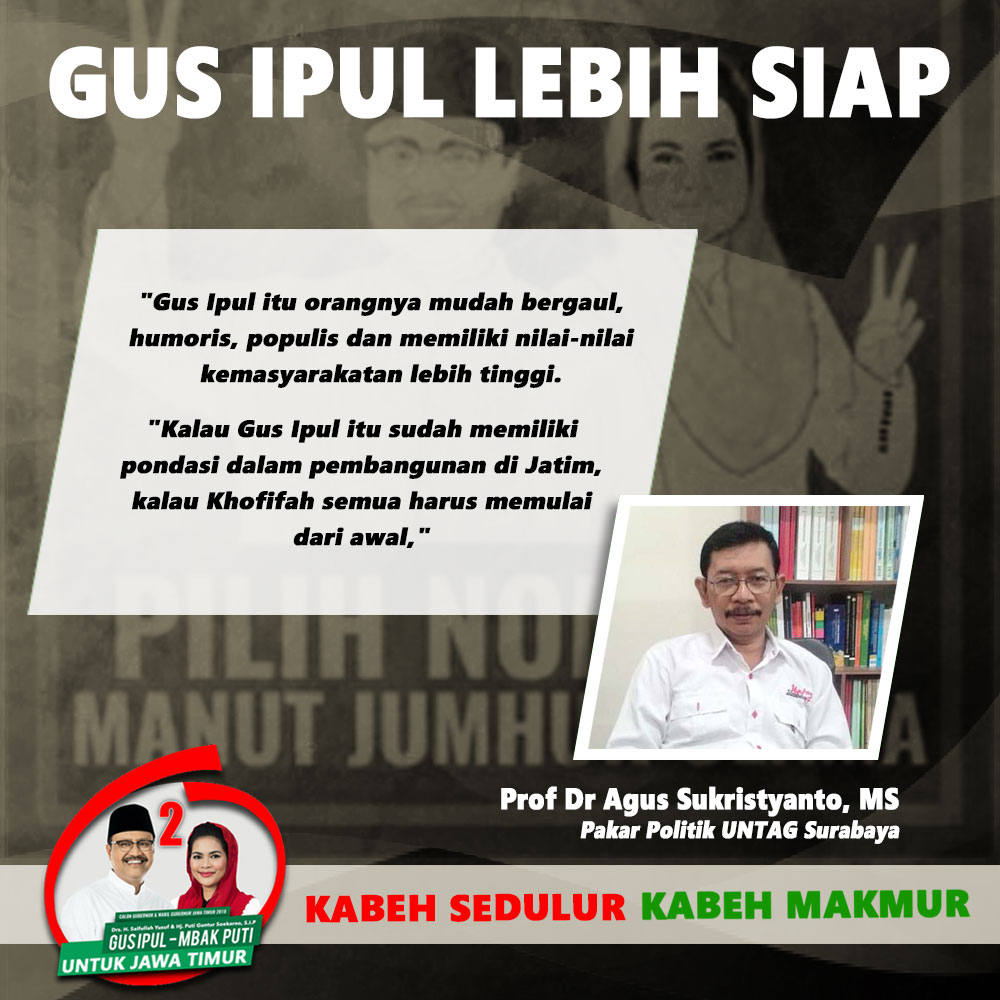 Prof Dr Agus Sukristyanto Dukung Gus Ipul Pada Pilgub Jatim