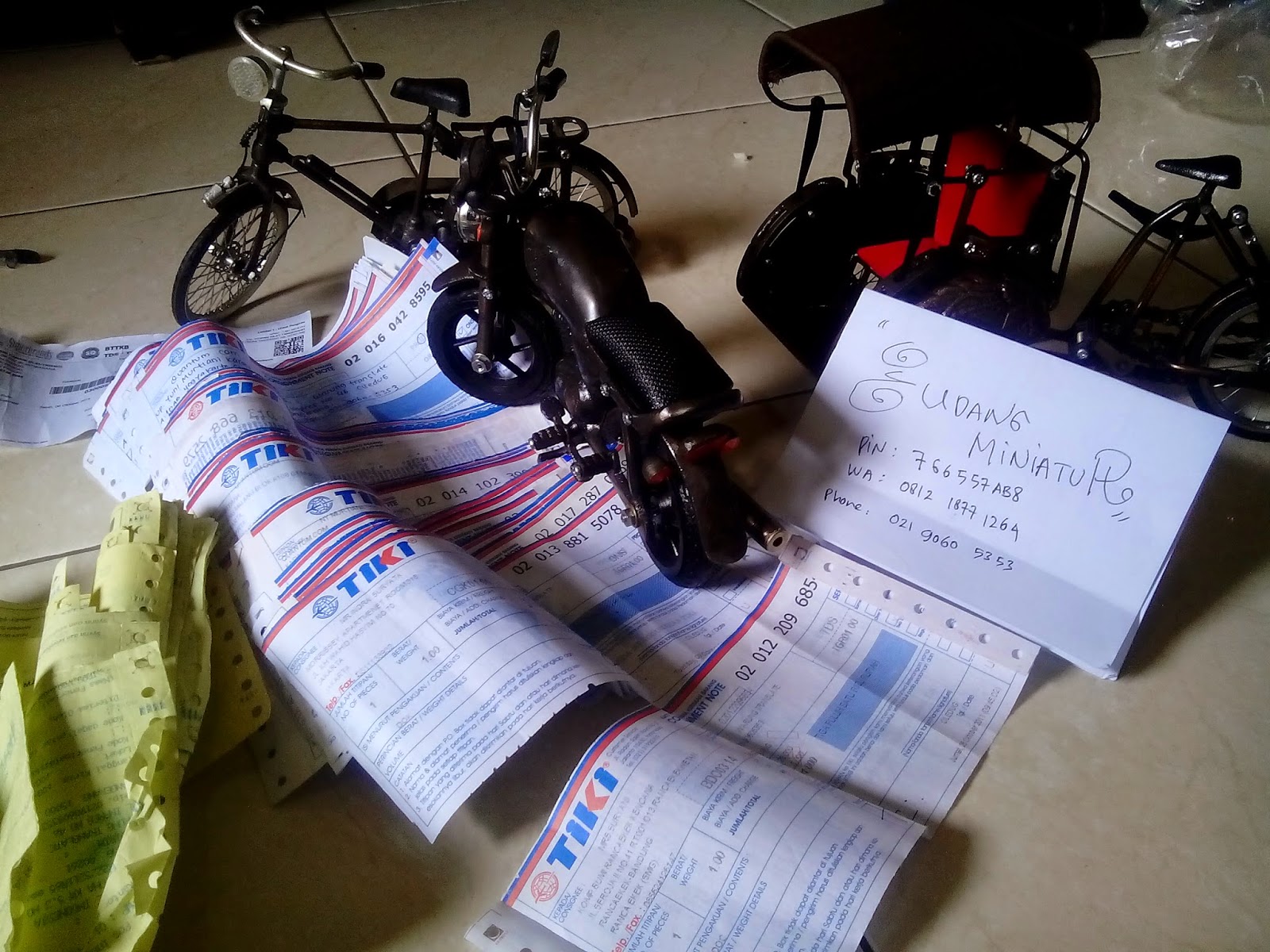 Miniatur Sepeda Onthel, Becak, Motor CB dll (Kualitas Eksport)