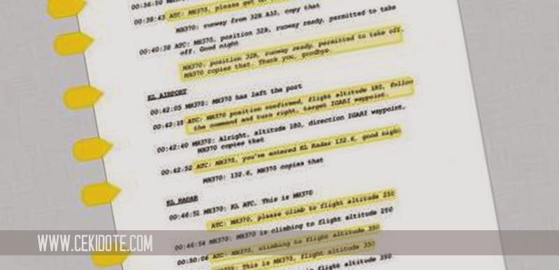Transkrip Pembicaraan Terakhir Pesawat Malaysia Airlines MH370 yang Hilang!