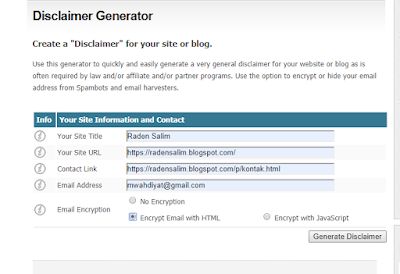 Cara Cepat Membuat Disclaimer untuk Website dan Blog