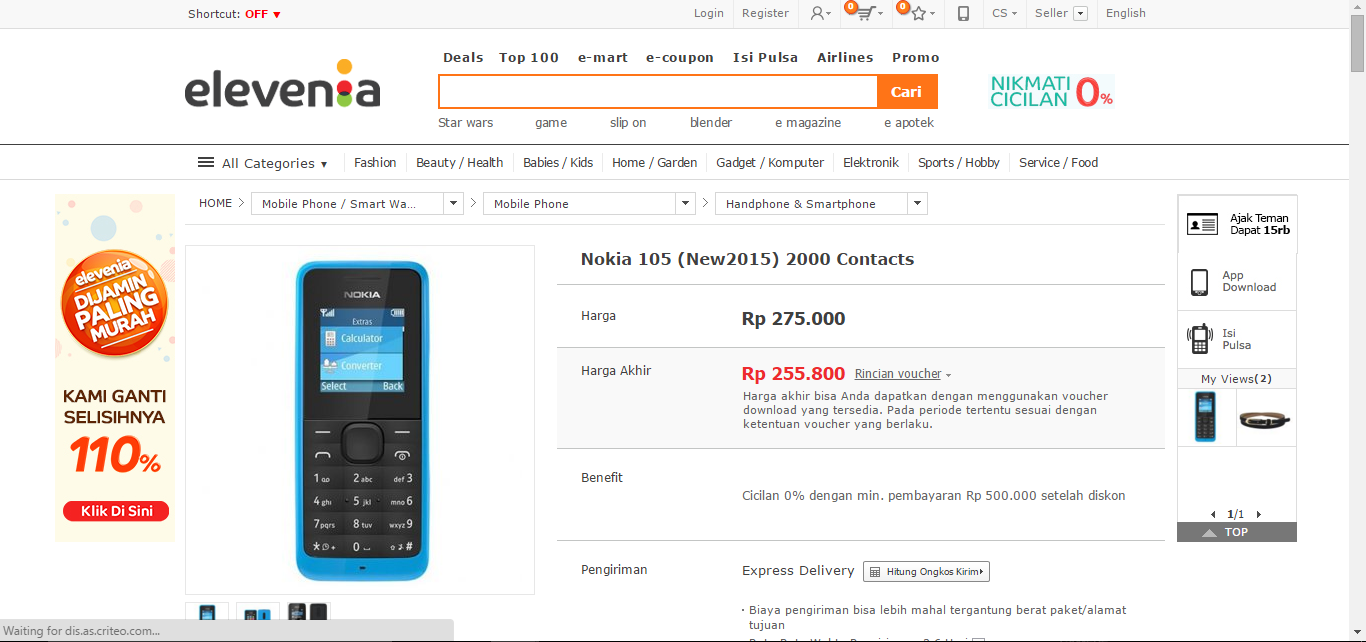 Nokia Asha 105: Temukan penawaran terbaik dari 3 toko online di sini