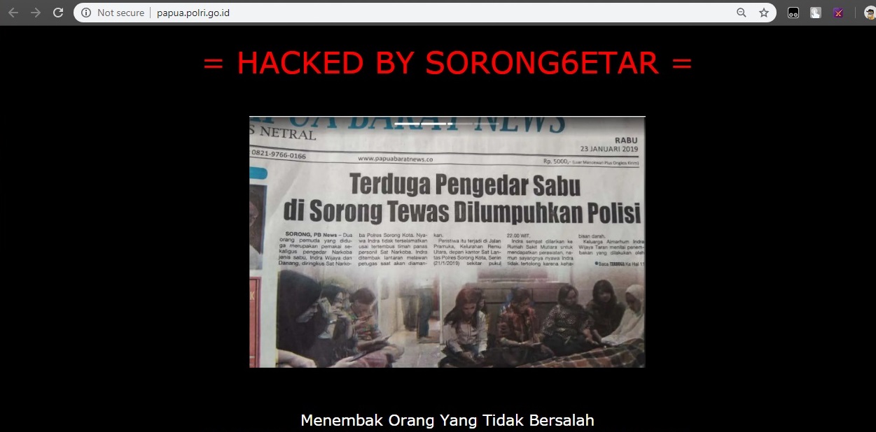 Hacker Meretas Subdomain Website Polri Papua
