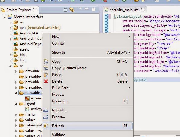 TUTORIAL PEMROGRAMAN ANDROID ECLIPSE PART 2 (DESAIN GRAFIS TAMPILAN ANDROID)