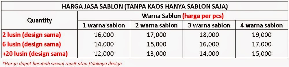 Menerima Pembuatan Kaos Sablon Satuan & Lusinan. MURAH!!!