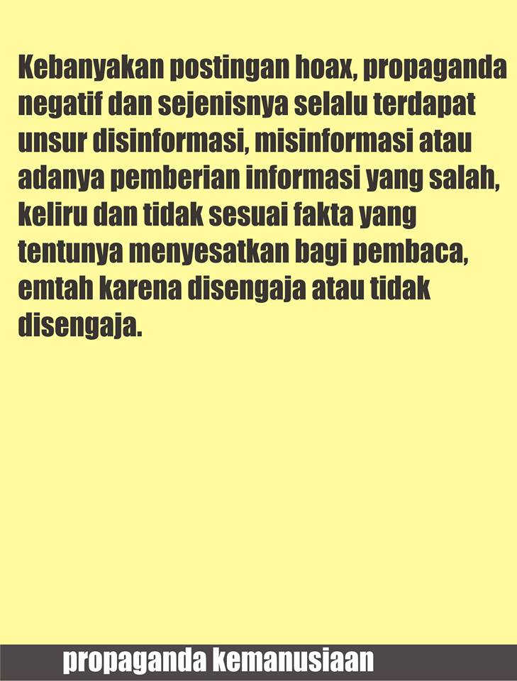 Tips mengetahui postingan hoax, propaganda negatif dan sejenisnya dalam sosmed 