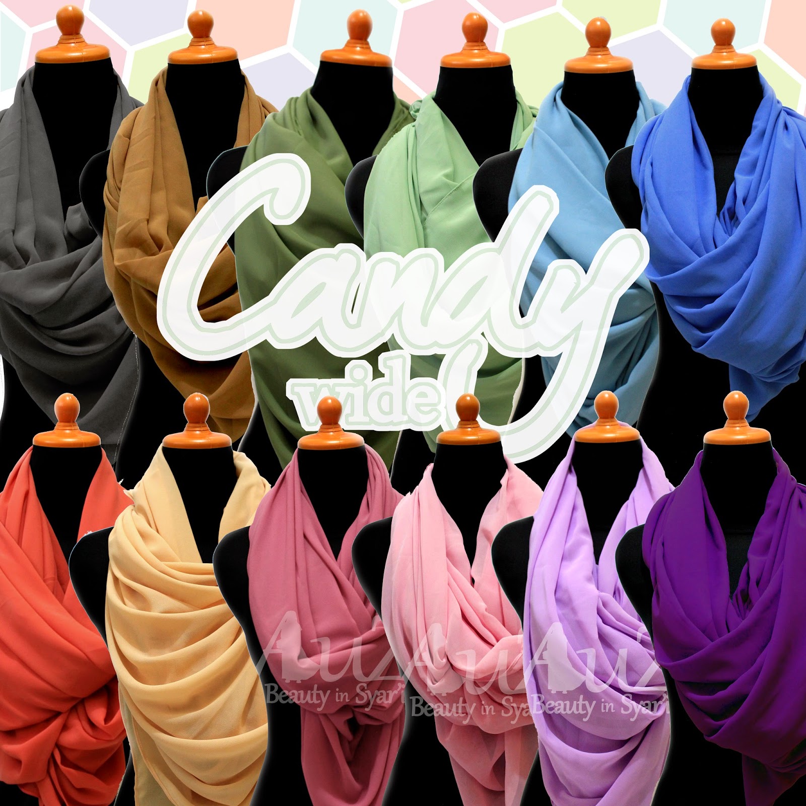 PASHMINA SYAR'I CERUTTY ULTIMATE ukuran 200x150cm: CANDY WIDE SHAWl