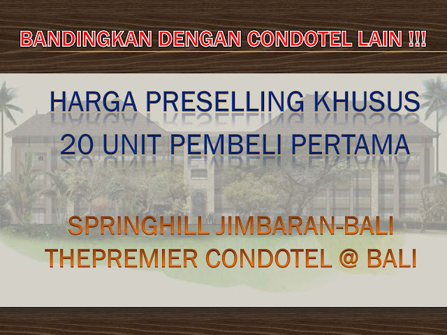 Investasi Properti Terbaik di Bali, Condotel SpringHill. ROI Guarantee, Payback 100%
