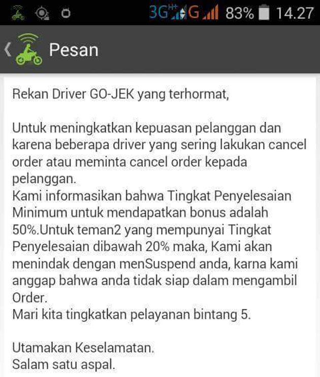 Sistem Performa Penilaian Yang Kejam,Driver Gojek Protes