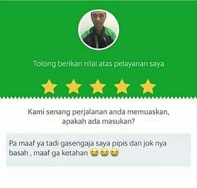 15 Review Pelanggan Ojek Online Dari yang Kocak Sampai Bikin Kehilangan Pekerjaan