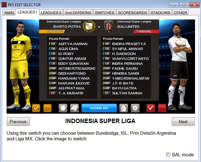 Pes2013 Update 2014-2015 + Menu Switch ISL + Free Team