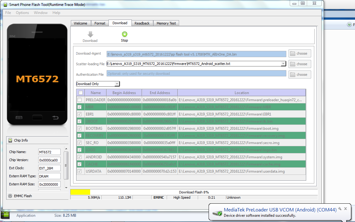 Tutorial Cara Flash Lenovo A319 dengan SP Flash Tool