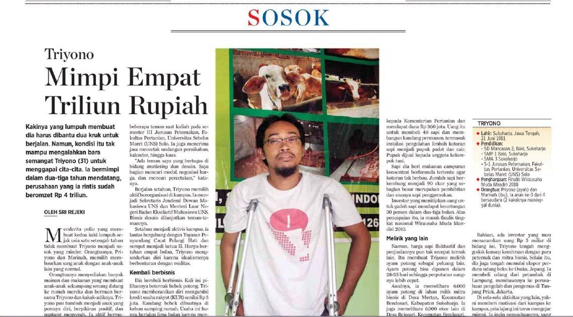 &#91;INSPIRATIF&#93; Triyono, keterbatasan fisik tak halangi ciptakan perusahaan agribisnis