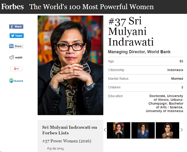 Sri Mulyani, 100 Wanita Berpengaruh di Dunia