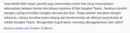 Hoax Dari NatgeoIndo,Titanic Kemungkinan Ditenggelamkan Alien Dengan Sinar Laser