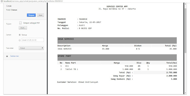 Download Source Code Penjualan Spare Part dan Servis Motor/Mobil Berbasis WEB