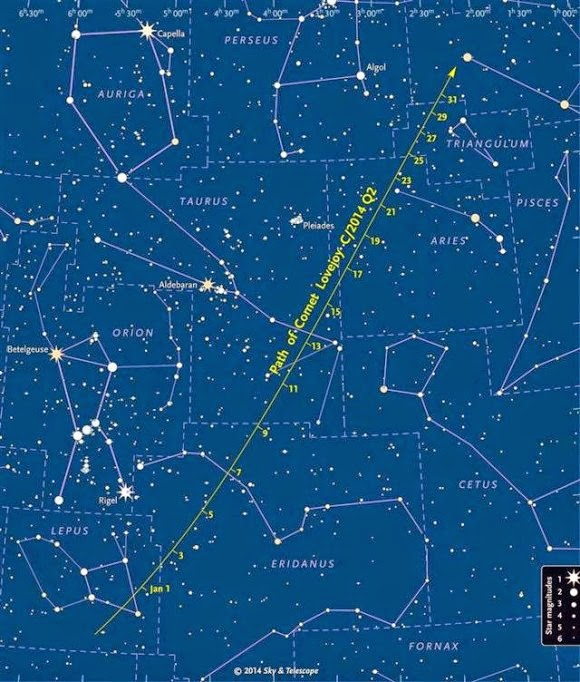 Malam Ini, Komet C/2014 Q2 (Lovejoy) Mencapai Puncak Terterangnya!