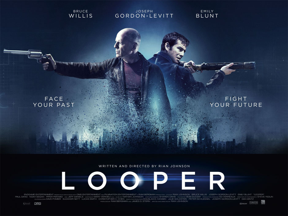 Looper (2012)-Stars: Joseph Gordon-Levitt, Emily Blunt and Bruce Willis