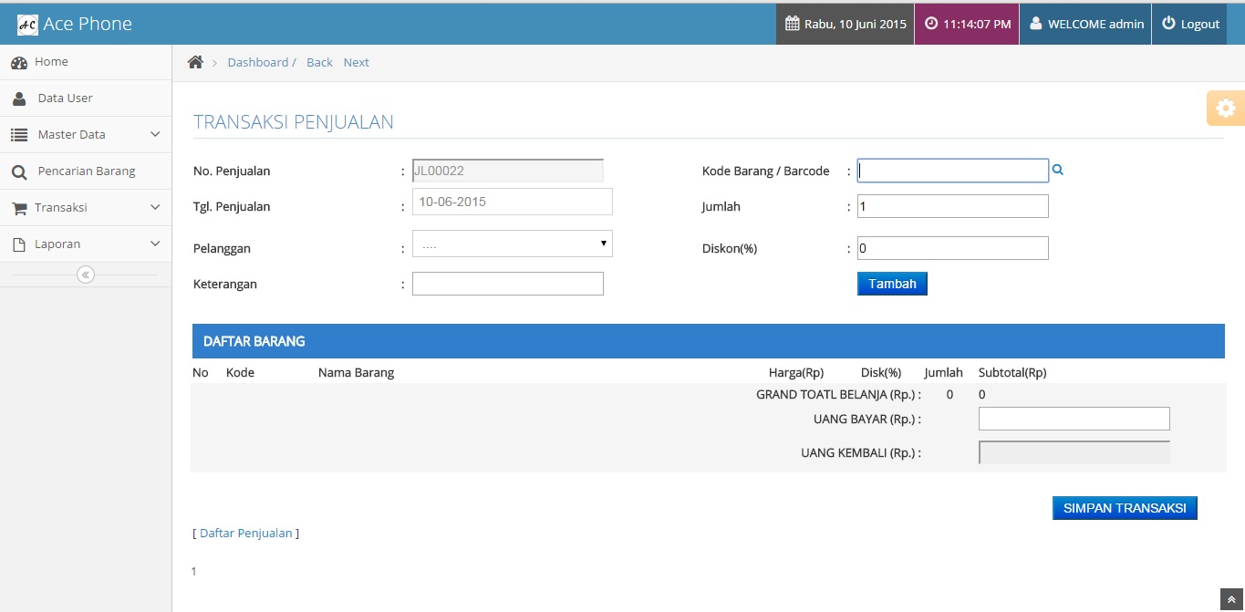 Source Code PHP POS(Kasir) dengan Multi Cabang dan Multi User