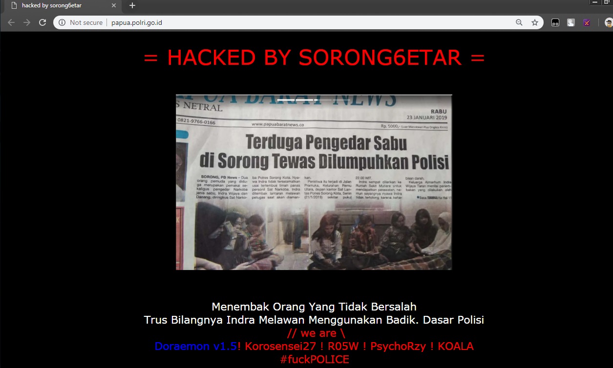 Hacker Meretas Subdomain Website Polri Papua