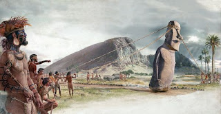 Teori: Penduduk Easter Island memindahkan patung Moai dengan cara membuatnya berjalan