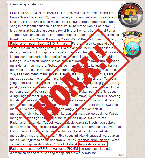 Polda Sumut Berikan Pernyataan Terkait Berita HOAX Pemukulan Imam Shalat Tarawih