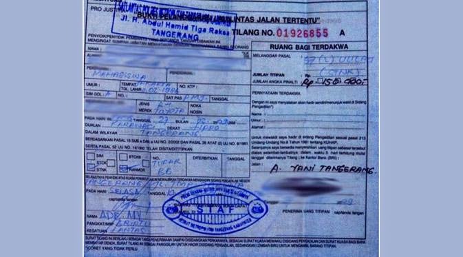 5 Arti Warna Jenis Surat Tilang Polisi