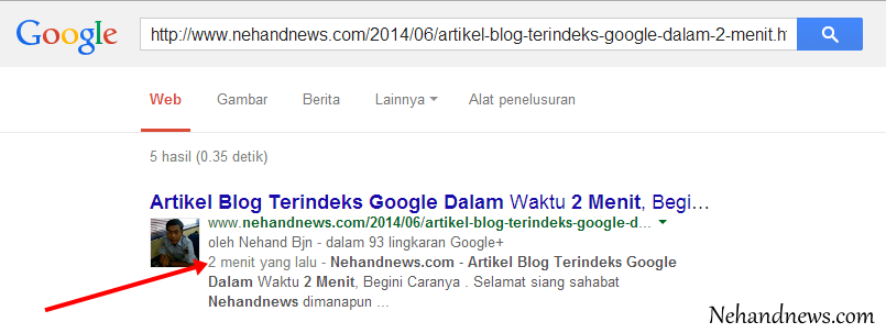 Cara Supaya Artikel Blog Terindeks Google Dalam Waktu 2 Menit