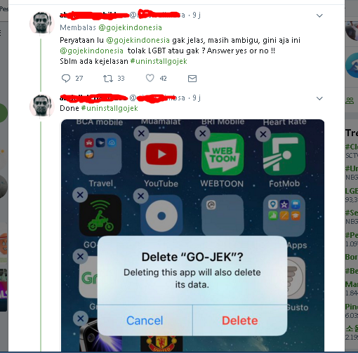 Muncul tagar #UninstallGojek Gara-Gara Gojek Dituduh Dukung LGBT, Kok Bisa?