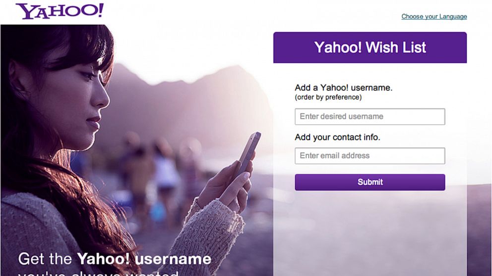 Tidak suka username Yahoo! Anda yang sekarang? Pesan yang Anda mau 