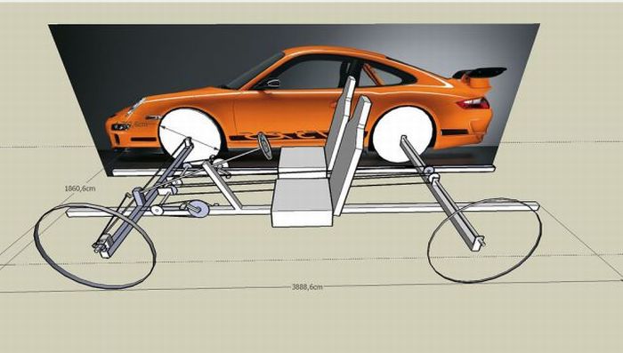 &#91;REPOST&#93; UNIK gan !!! Ada Sepeda dimodif jadi MOBIL PORSCHE FERDINAND GT3 RS