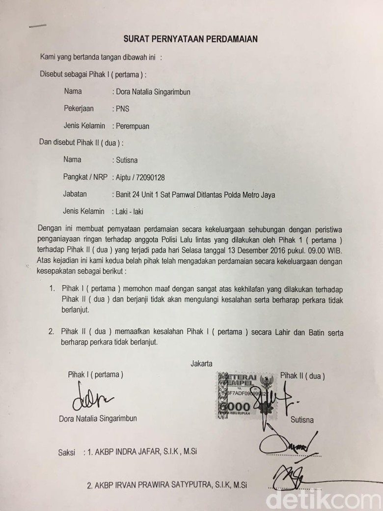 Akhir Insiden Pencakaran, Dora dan Aiptu Sutisna Sepakat Berdamai