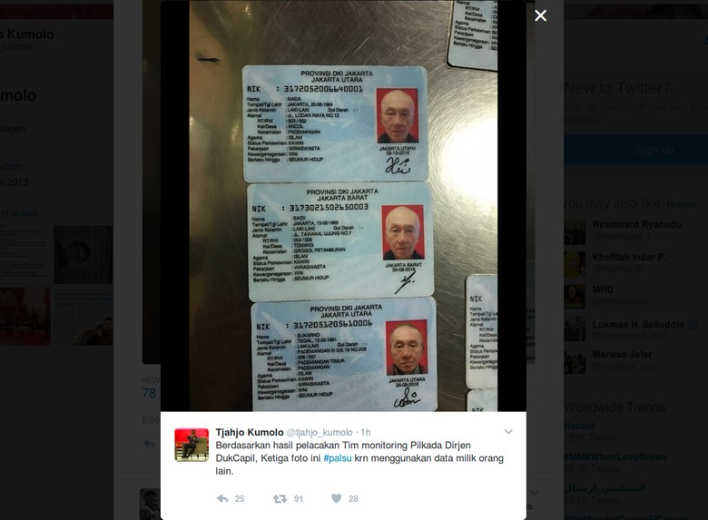 Foto KTP Ganda Viral, Dinas Kependudukan DKI: Kacau, Hoax Banget!