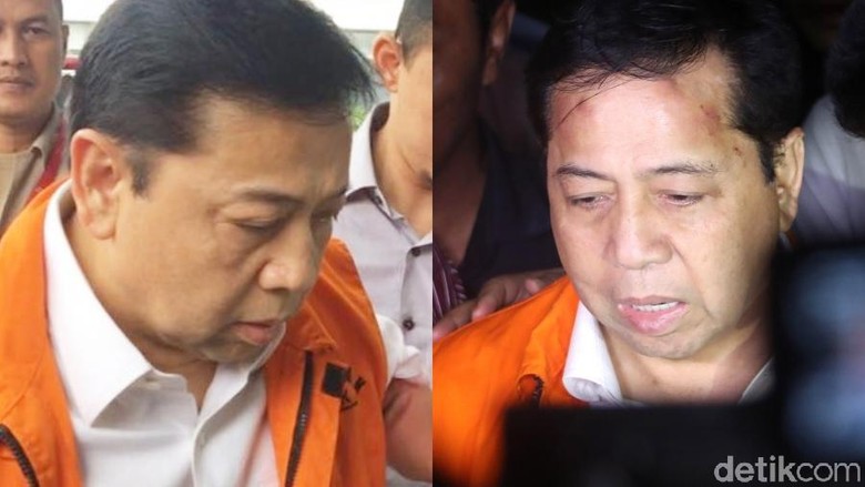 Membandingkan Foto Dahi Novanto Kemarin dan Hari ini
