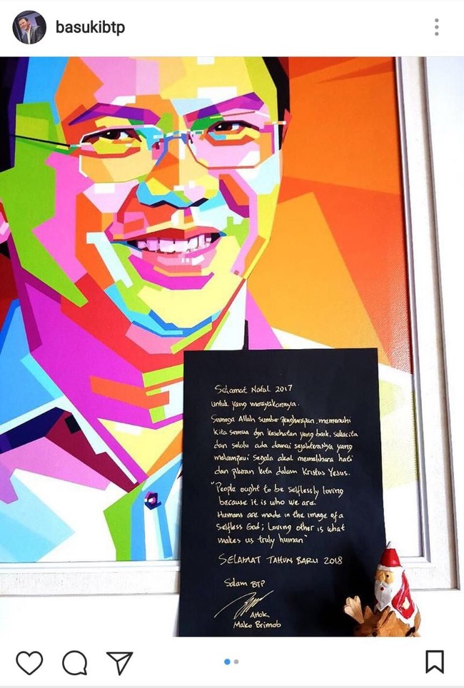 Ucapkan Selamat Natal, Ahok: Semoga Selalu Ada Damai di Hati