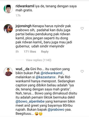 Ridwan Kamil Singgung Bowo 'Tik Tok', Netizen Bawa-bawa Prabowo