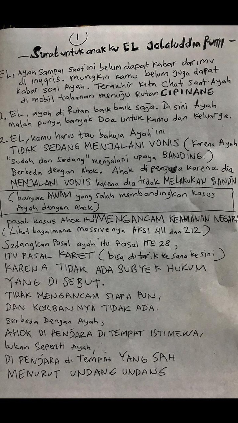 Isi Surat Ahmad Dhani: Singgung Ahok Hingga Soal Tahun Politik