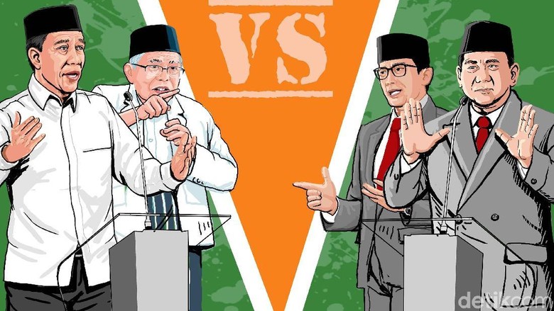 Survei Indikator: Jokowi-Ma'ruf 55,4% Vs Prabowo-Sandi 37,4%