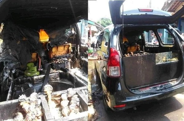 Viral Mobil Terbakar Gegara Dipakai Jualan Tahu Bulat