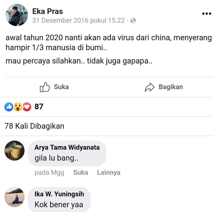 Ramai Postingan Santri Soal 'Virus Corona' Sejak 2016, Ramalan Atau Editan?