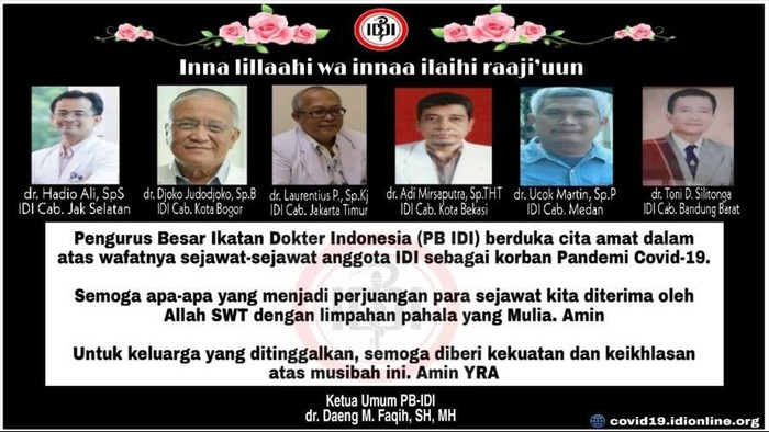 6 Dokter Indonesia Jadi Korban Pandemi Corona, Ini Daftarnya