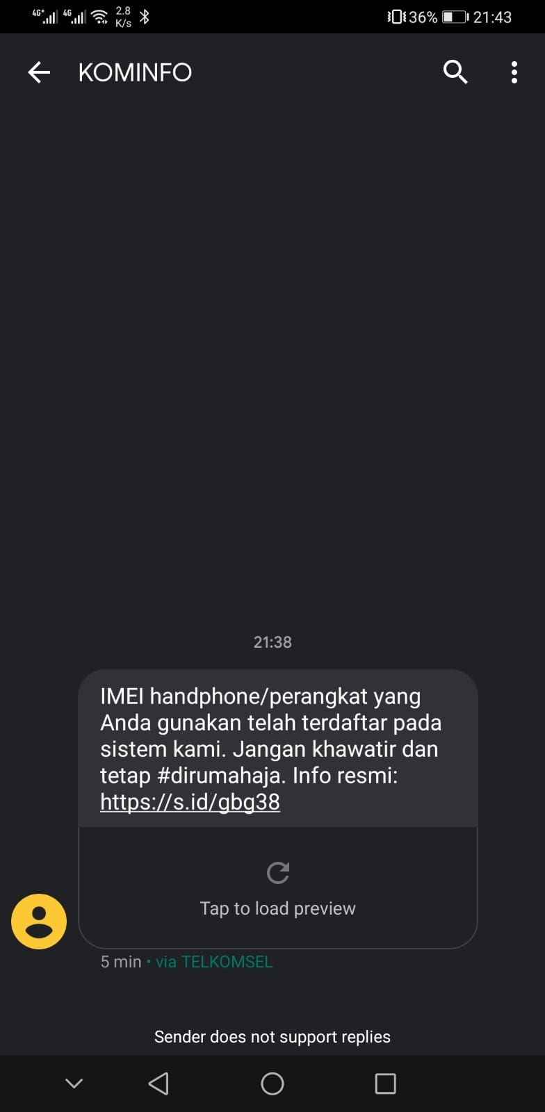 Yakin Handphone – nya Legal? Udah dapat Notifikasi SMS Belum?