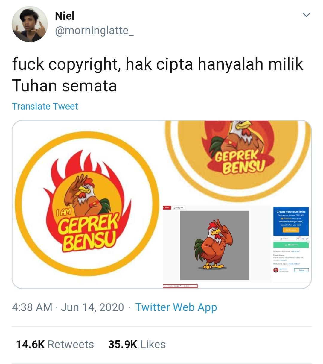 'Geprek Bensu' & 'I Am Geprek Bensu' Dituding Pakai Logo dari Web Grafis Gratis