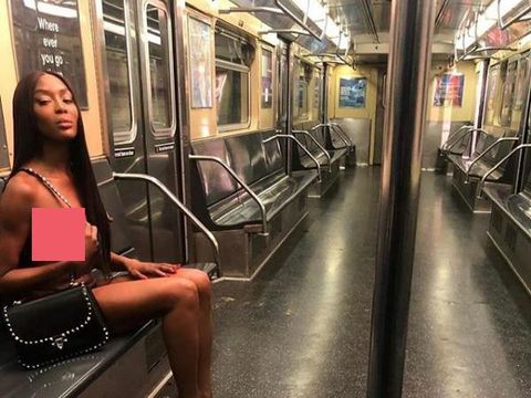 Naomi Campbell Jalan-jalan di Stasiun Kereta Tanpa Busana