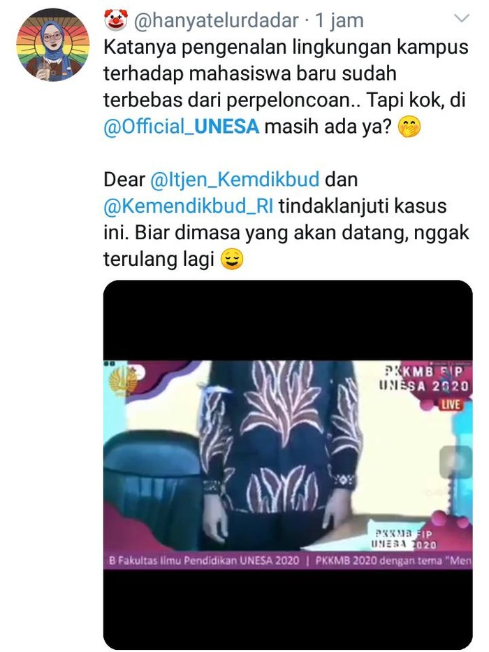 Viral Video Senior Bentak-bentak Maba saat Ospek Online, Ini Tanggapan Unesa